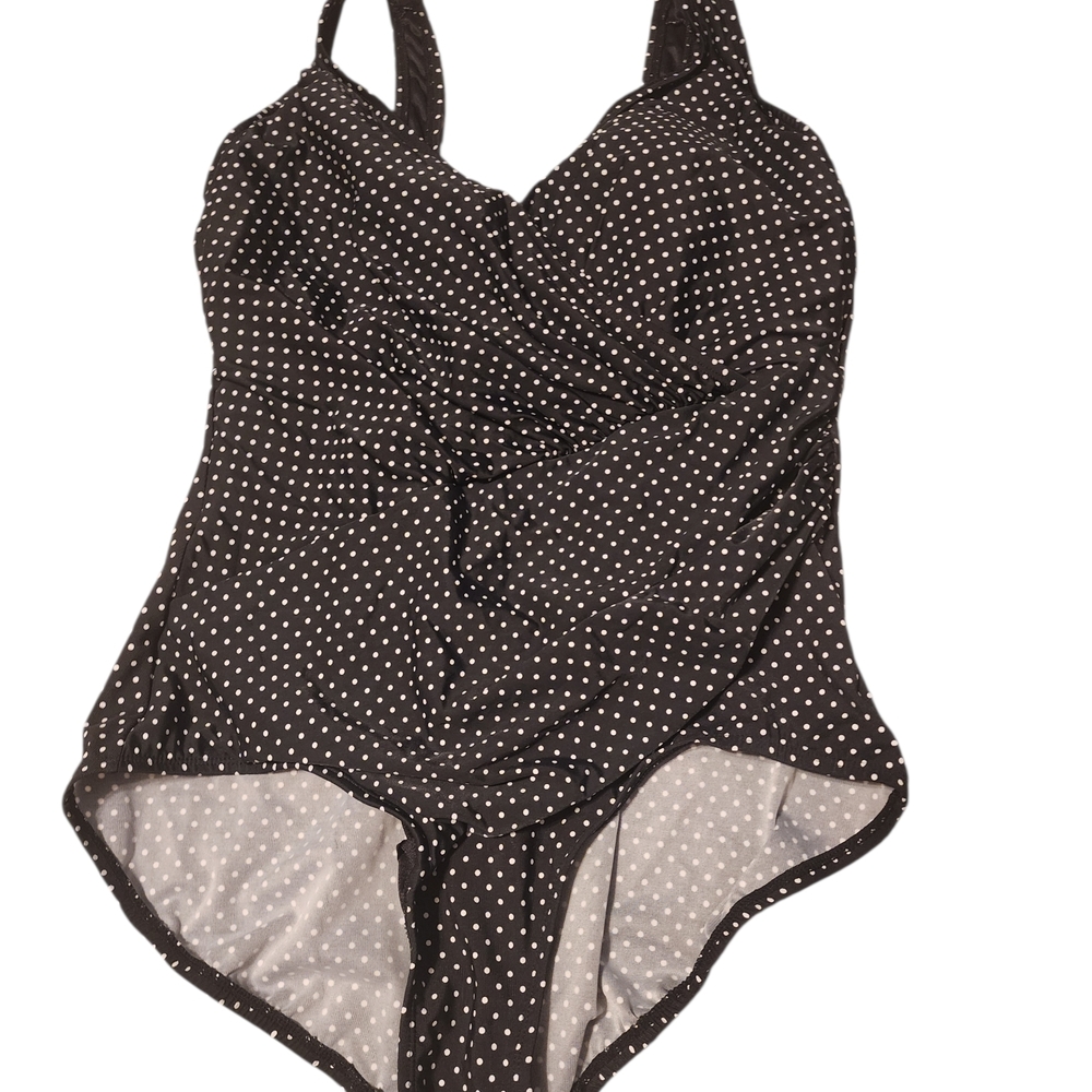 Miraclesuit Black and White Polka Dot One-Piece Swimsuit